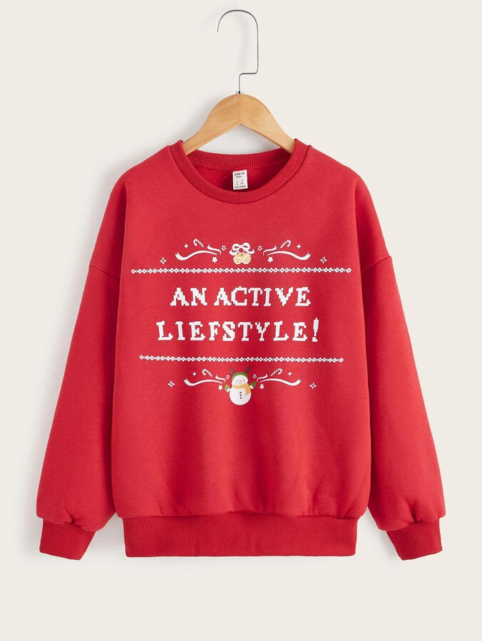Термальный пуловер с рождественским принтом для девочек-подростков