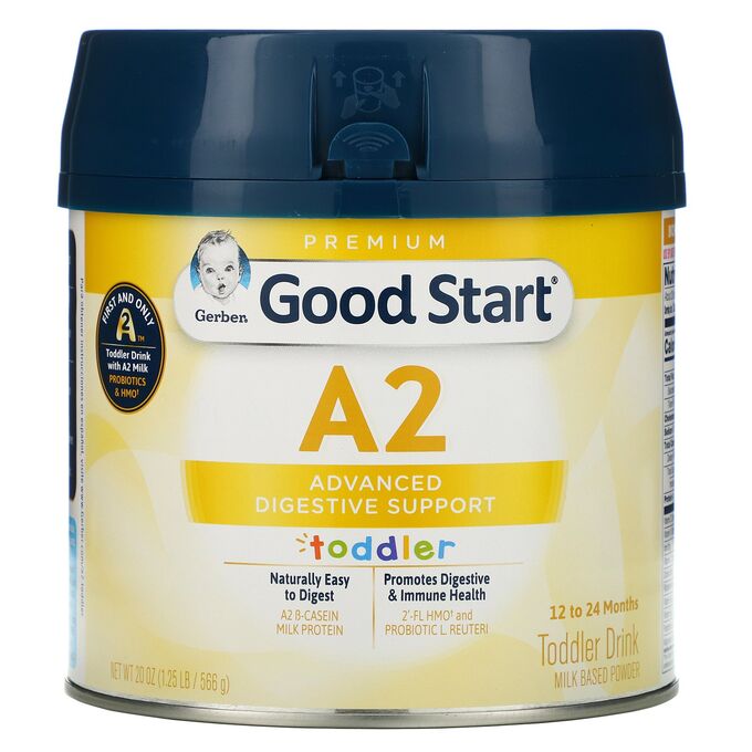 iherb Gerber, Good Start, напиток для малышей с пробиотиками А2, от 12 до 24 месяцев, 566 г (20 унций)