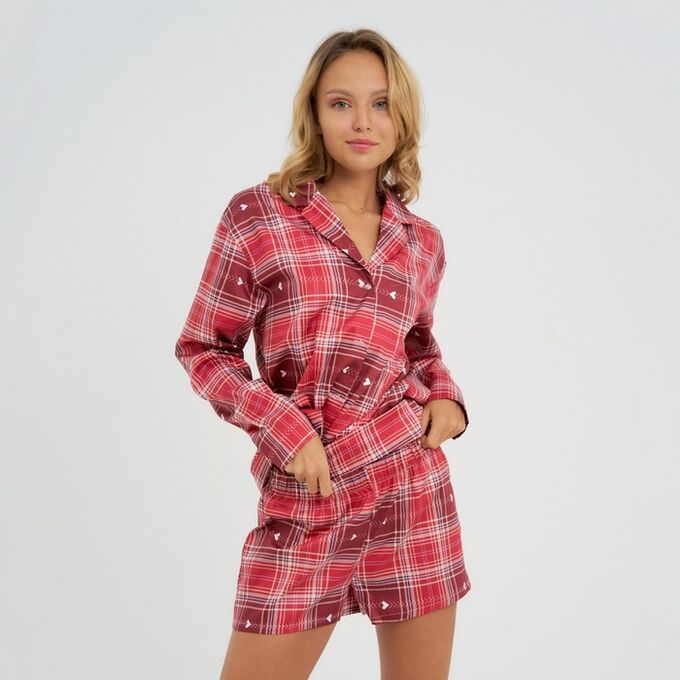 Пижама (рубашка, шорты) женская KAFTAN Red, р. 48-50