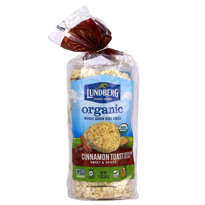 iherb Lundberg, Organic Whole Grain Rice Cakes, Cinnamon Toast, Sweet &amp; Spiced, 9.5 oz (269 g)