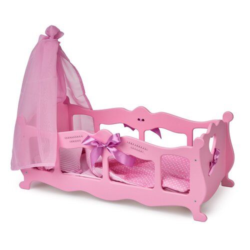 Кроватка (колыбелька) с балдахином и постельным бельем  &quot;Diamond princess&quot; цв.розовый,29*7*53 см