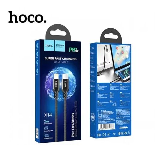 Кабель зарядный c Type-C на iOS Lighning HOCO X14 Double Speed 20W 2м, черный