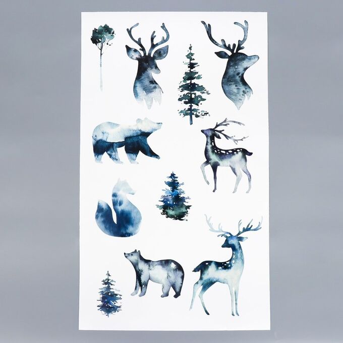 Декоративная наклейка &quot;Зимние животные&quot; белый фон  30х50 см