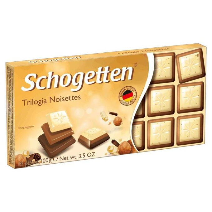 Шоколад Schogetten Шоколад Trilogia Noisettes / Шогеттен белый с грильяжем и фундуком 100 гр