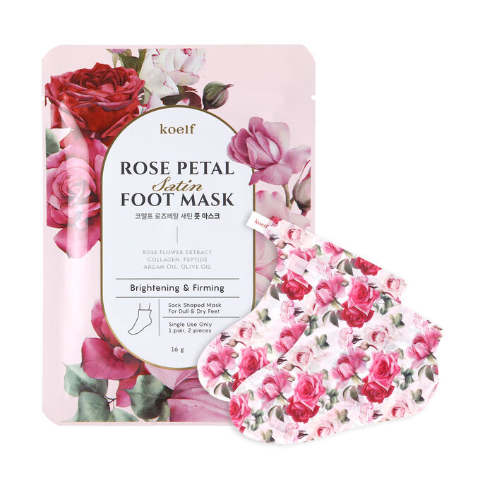 KOELF Маски-носочки для ног с экстрактом розы Rose Petal Satin Foot Mask