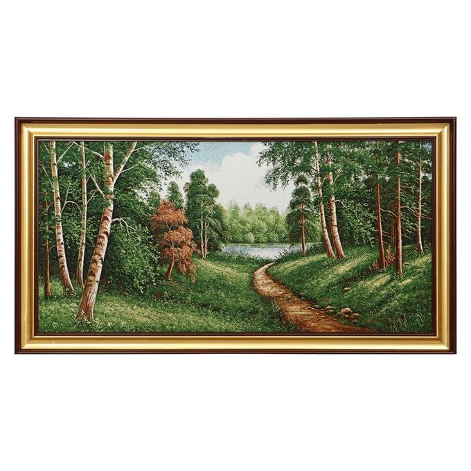 F309-40х80 Картина из гобелена &quot;Тропинка в лесной гуще к речке&quot; (48х87)