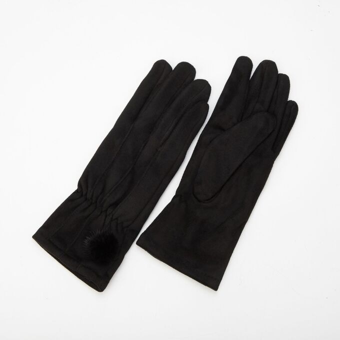 Перчатки женские, безразмерные, без утеплителя, цвет чёрный 7145192