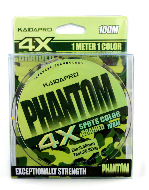 Плетёный шнур Kaida Pro Phantom 4X (0.30мм, 100м, 26,52кг, camo)