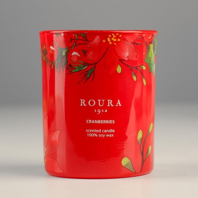 Натуральная ароматическая свеча в стакане ROURA &quot;Клюква&quot;, 8,5х7 см, 140 гр, соевый воск