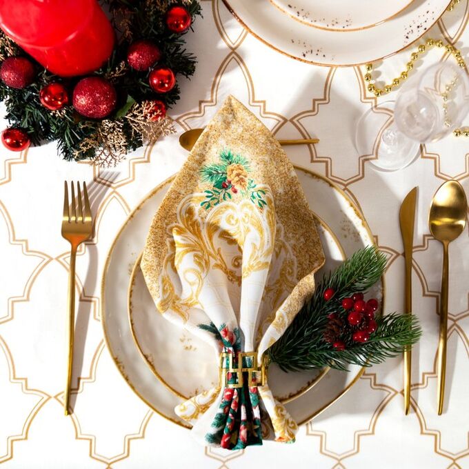 Набор сервировочных салфеток &quot;Этель&quot; Golden Christmas 40х40см 4 шт, 100% хл, саржа 190 гр/м2
