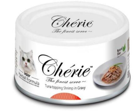Pettric Cherie Hairball Control влажный корм для кошек для вывода шерсти Тунец с креветкой в подливе 80гр