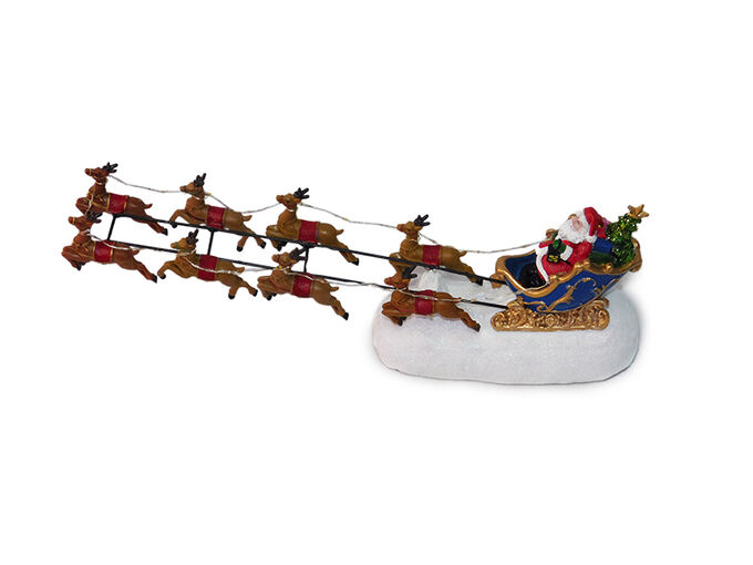 Новогодняя композиция Дед Мороз на санях с оленями на батарейках 3 шт АAА