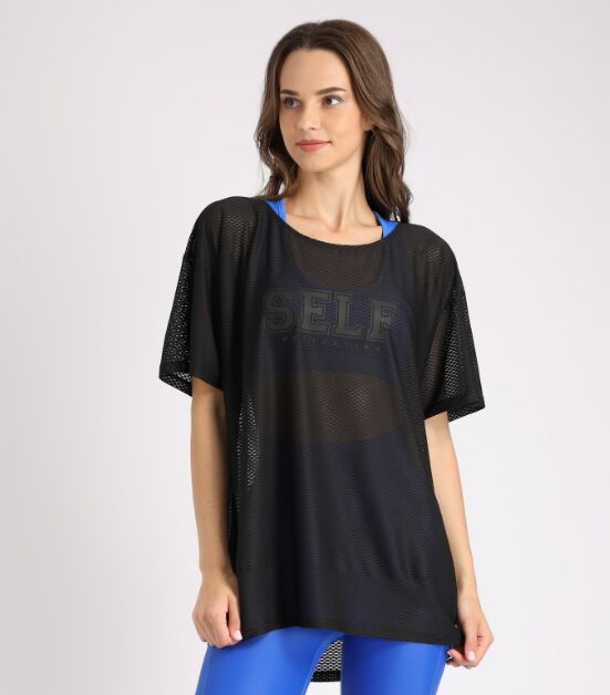 футболка Черный								
 Материал: microMeryl (сетка)
Женская удлиненная футболка свободного кроя (термо &quot;SELF&quot;).
Материал:
microMeryl (сетка) - &quot;дышащая&quot;, легкая ткань, которая отличается повышенной 