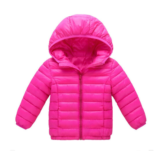Детская демисезонная утепленная куртка с капюшоном для девочки, цвет ярко-розовый