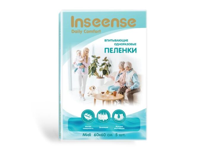 INSEENSE Пеленки одноразовые Daily Comfort 60х60см 5 шт в упаковке