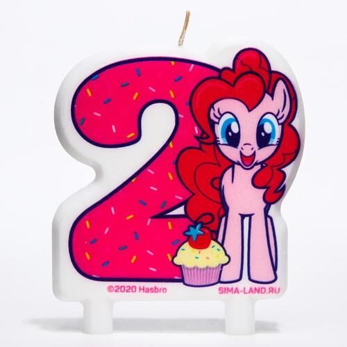 Свеча в торт цифра &quot;2&quot;  Little Pony ,15,5*11,5*1 см