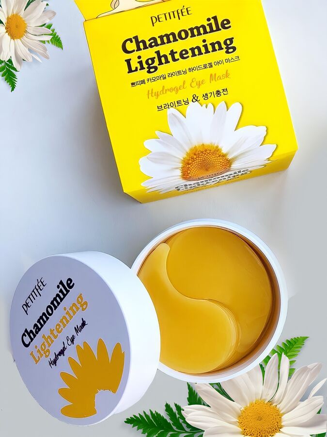 PETITFEE Гидрогелевые патчи для глаз РОМАШКА Chamomile Lightening Hydrogel Eye Mask, 60 шт