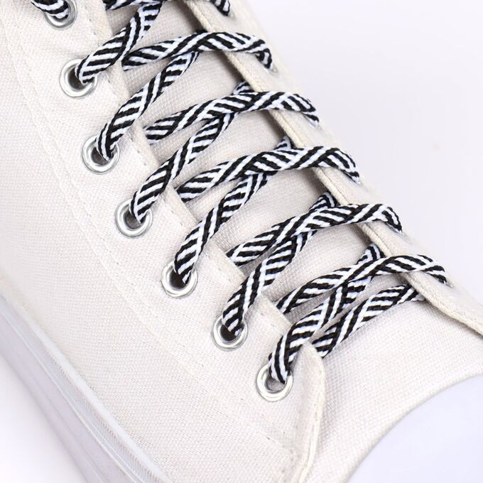 ONLITOP Шнурки для обуви, пара, круглые, 5 мм, 120 см, цвет чёрный/белый