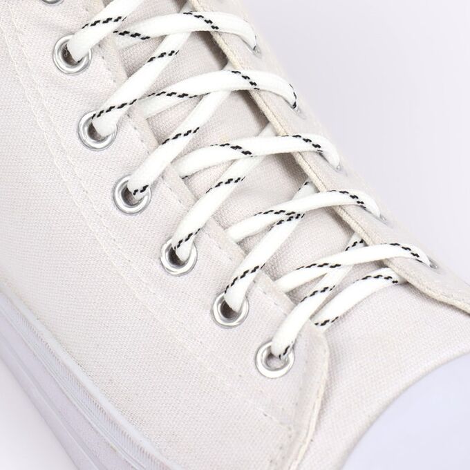 ONLITOP Шнурки для обуви, пара, круглые, 6 мм, 120 см, цвет белый/чёрный