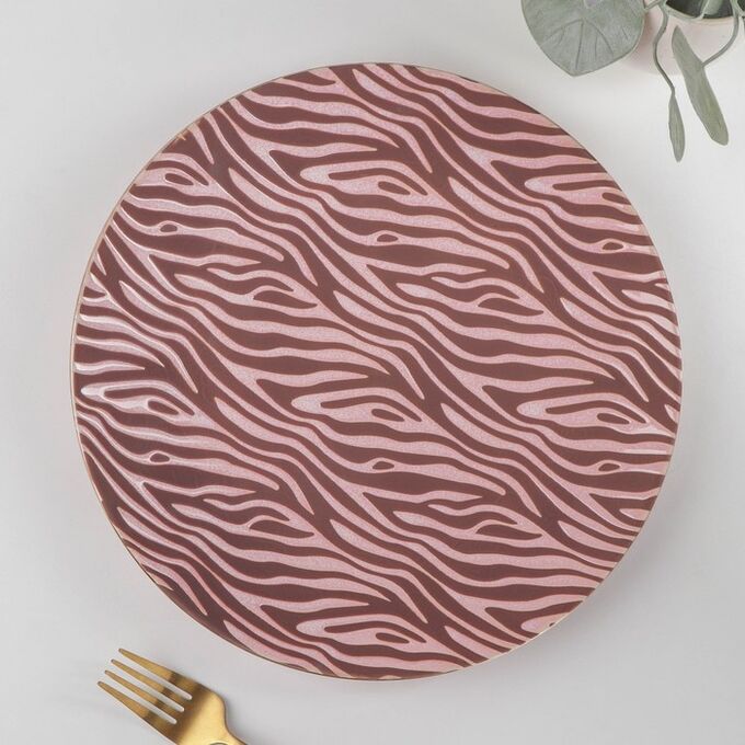 СИМА-ЛЕНД Тарелка керамическая обеденная «Тигр», d=26,5 см, цвет розовый