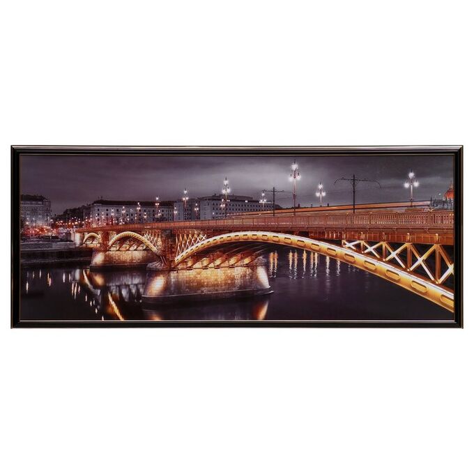 СИМА-ЛЕНД Картина &quot;Вид на ночной мост&quot; 35х90(39х93) см