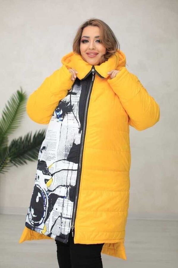 Женская Куртка Зима с 50 по 66 Ткань На синтепоне (стёганная) длина 110см Большемерят на размер