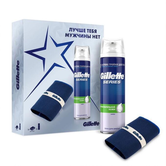 Pantene Подар наб GILLETTE TGS Пена для бритья Sensitive (для чувствительной кожи) с алоэ 250мл+ полотенце