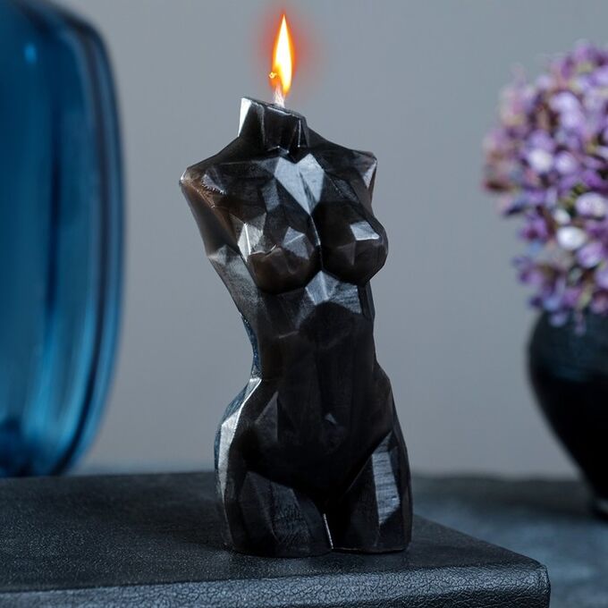 Фигурная свеча &quot;Торс женский хрусталь&quot; черная, 10см 7311029