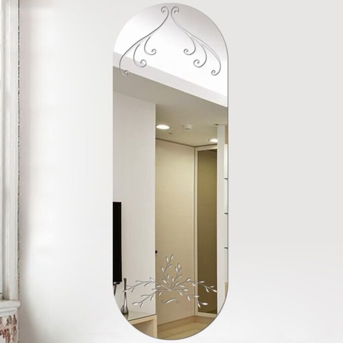 СИМА-ЛЕНД Зеркало настенное, наклейки интерьерные, зеркальные, декор на стену, панно 45 х 15 см