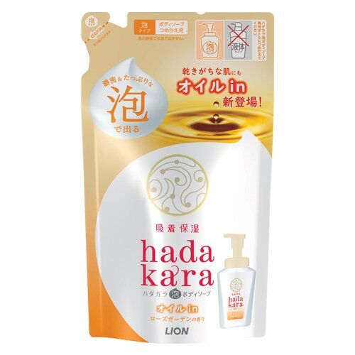 Lion Бархатное экстра-увлажняющее мыло-ПЕНКА для тела с ароматом розового сада &quot;Hadakara&quot; 420 мл (мягкая упаковка) 16