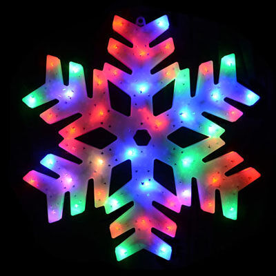 Снежинка акриловая светящаяся на окно 40 см цветная