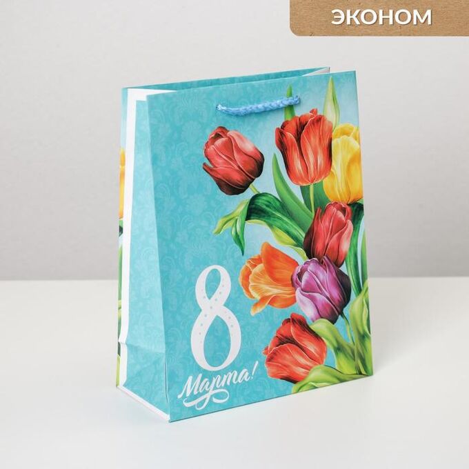 СИМА-ЛЕНД Пакет ламинированный вертикальный «Тюльпаны», MS 18 ? 23 ? 8 см