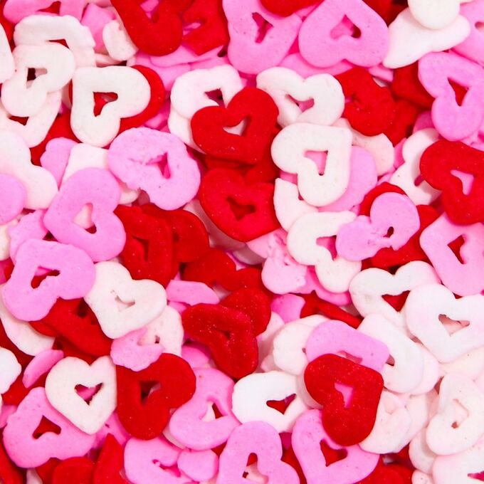 Кондитерская посыпка «Миром правит любовь», красная/белая/розовая, 50 г