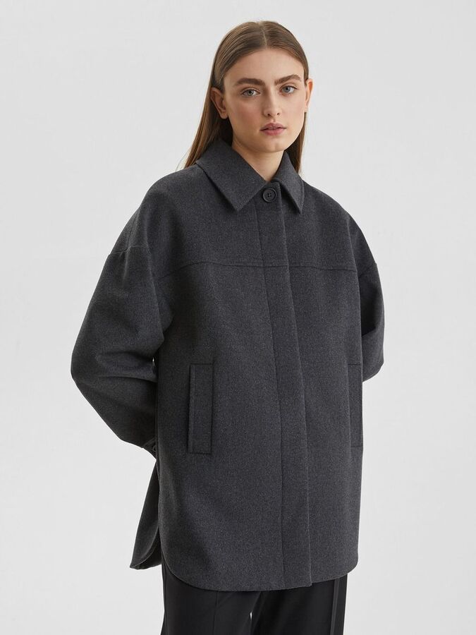 Aim Clothing Пальто рубашечного кроя с потайной застежкой, тёмно-серый