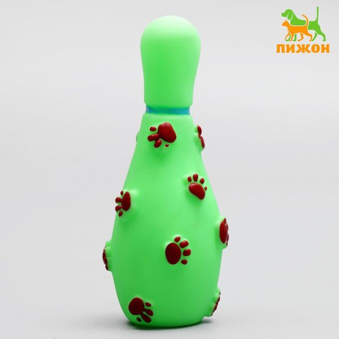 Пижон Игрушка пищащая &quot;Кегля&quot; для собак, 14 см, зелёная