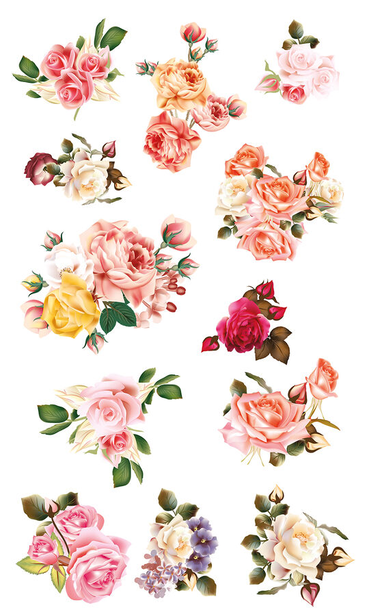 Декоративные виниловые наклейки 30х50 Разноцветные розы
