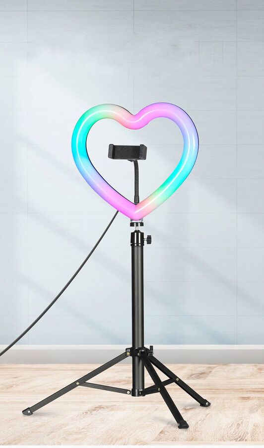 Техномэн Кольцевая  RGB лампа в форме сердца JM26 цветная (26 см)