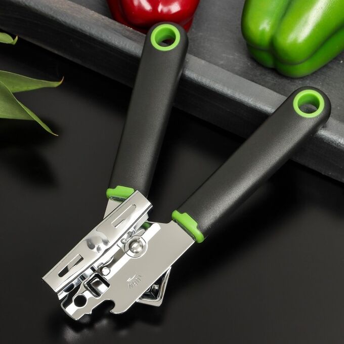 Нож консервный Доляна Lime, 20x5 см, цвет чёрно-зелёный