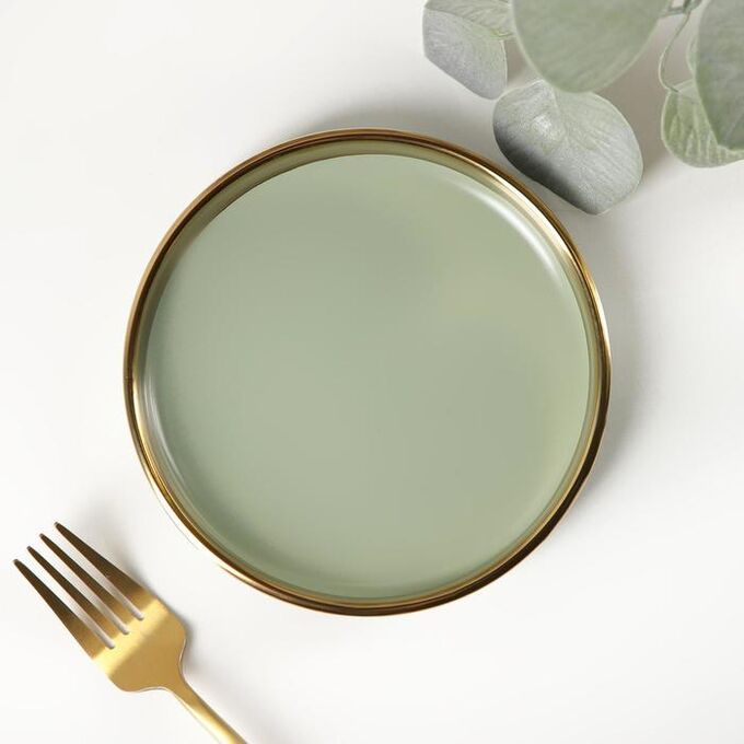 Тарелка пирожковая «Акварель», 15x2 см, цвет зелёный