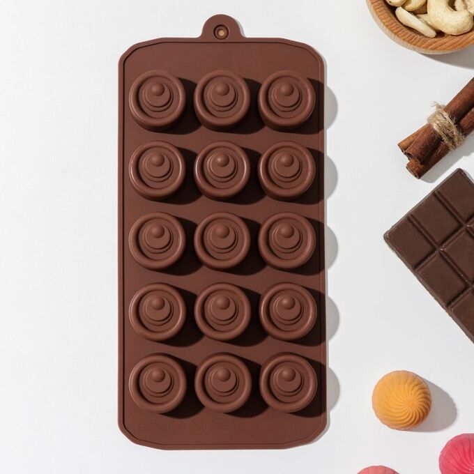 Форма для шоколада Доляна «Шоколадное удовольствие», 22x10 см, 15 ячеек