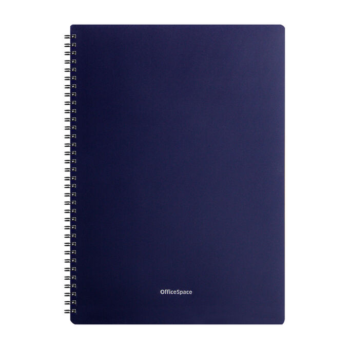 Тетрадь А4, 48 листов, клетка, гребень, OfficeSpace &quot;Base&quot;, синяя пластиковая обложка
