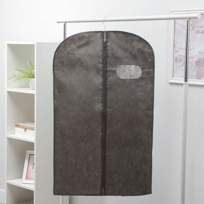 СИМА-ЛЕНД Чехол для одежды с окном, 60×100 см, спанбонд, цвет серый