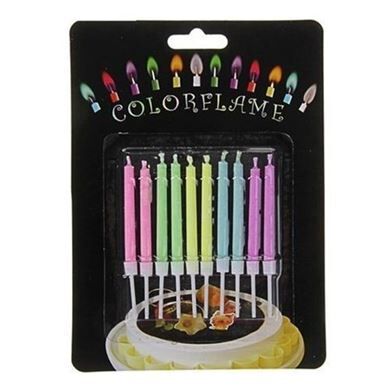 Свечи для торта с цветным пламенем 6 см (10 шт/уп), арт.Ч18070