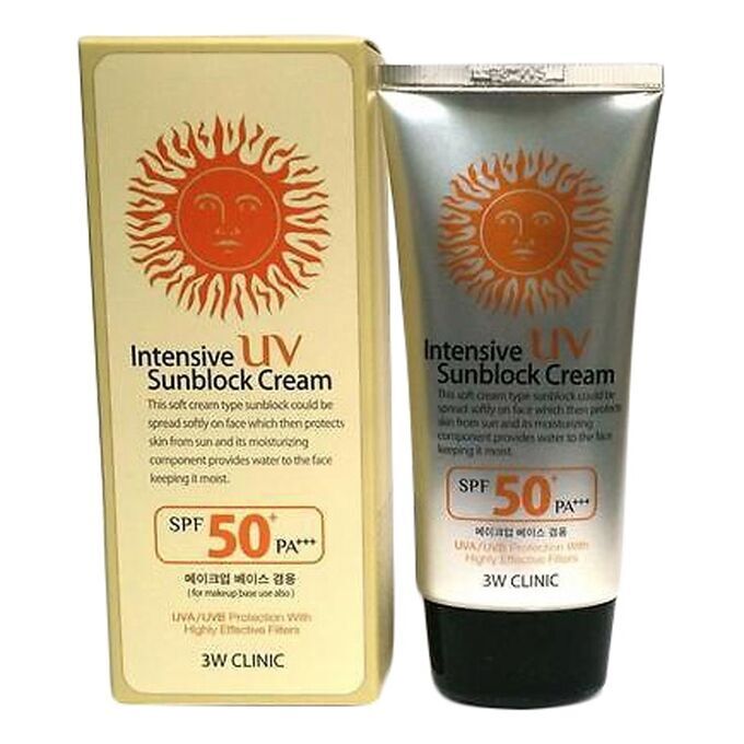 Uv sun block. 3w Clinic солнцезащитный крем Intensive UV Sunblock spf50+. 3w Clinic Intensive UV Sunblock Cream. Солнцезащитный крем 3w Clinic Intensive UV Sun Block Cream spf50+ pa+++, 70ml. Intensive Sunblock Cream SPF 50.