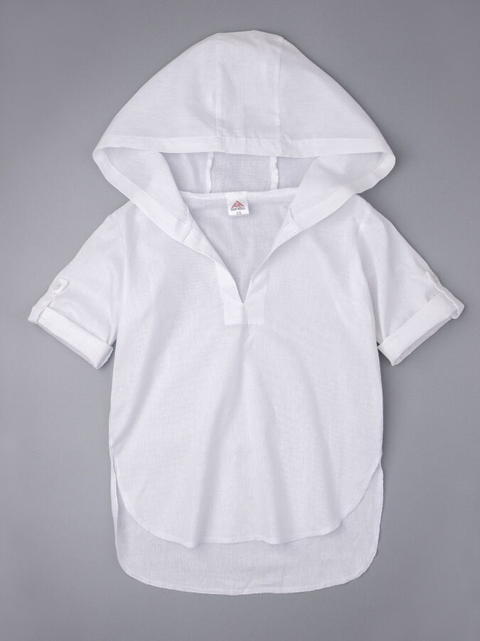 Русбубон Рубашка-туника детская пляжная с манжетами, белый