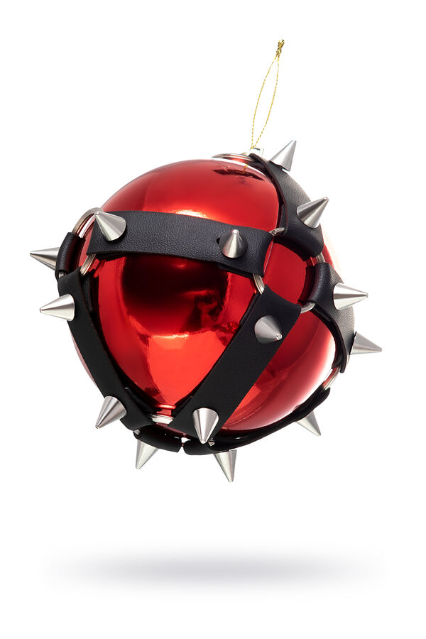 Новогодний шар Pecado BDSM, с шипами, красный, 10 см