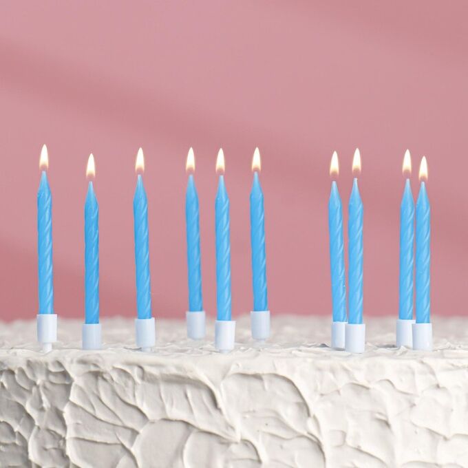 Свечи для торта &quot;Неон&quot;, 10 шт, синие, 7 см