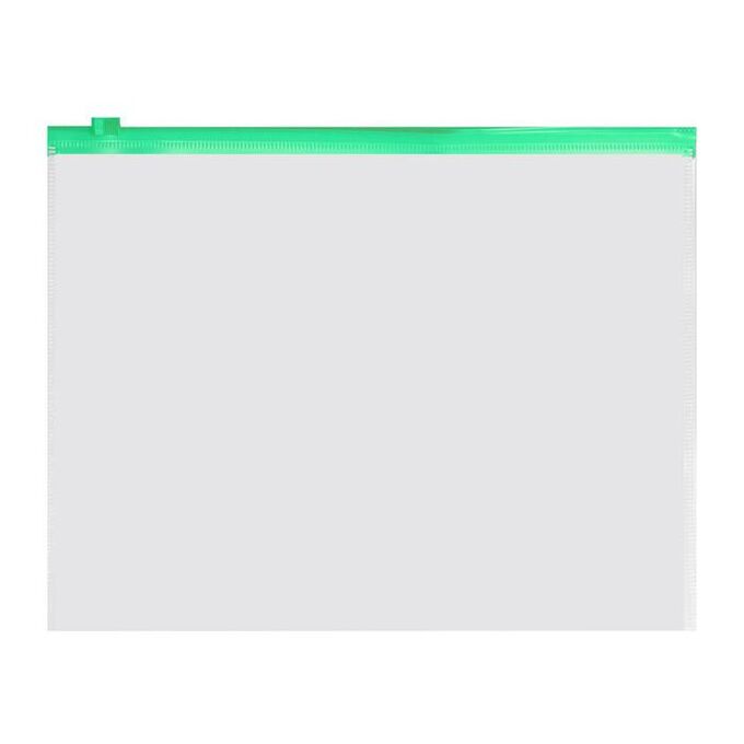 СИМА-ЛЕНД Папка-конверт на ZIP-молнии A5 150 мкм, Calligrata, прозрачная, зелёная молния
