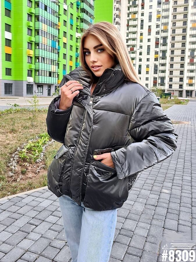 Куртка зимняя женская, коротка, застежка молния, без капюшона. Женские ...