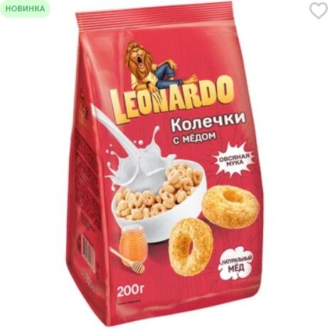 KDV «Leonardo», готовый завтрак «Колечки с мёдом», 200 г